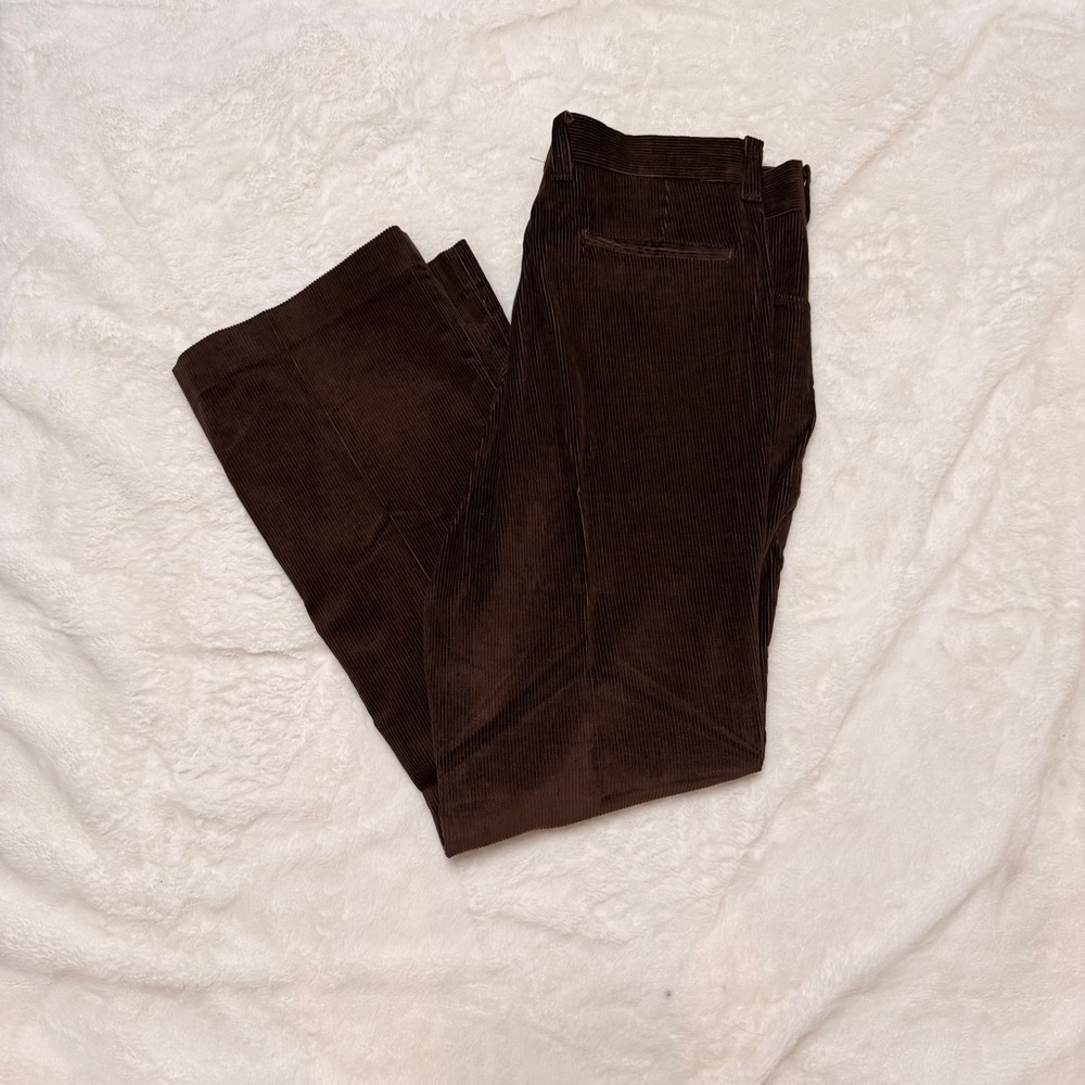 Vintage 1970s Brown Corduroy Pants Straight Leg Scovill Zipper Size 34x30 - Picture 5 of 14